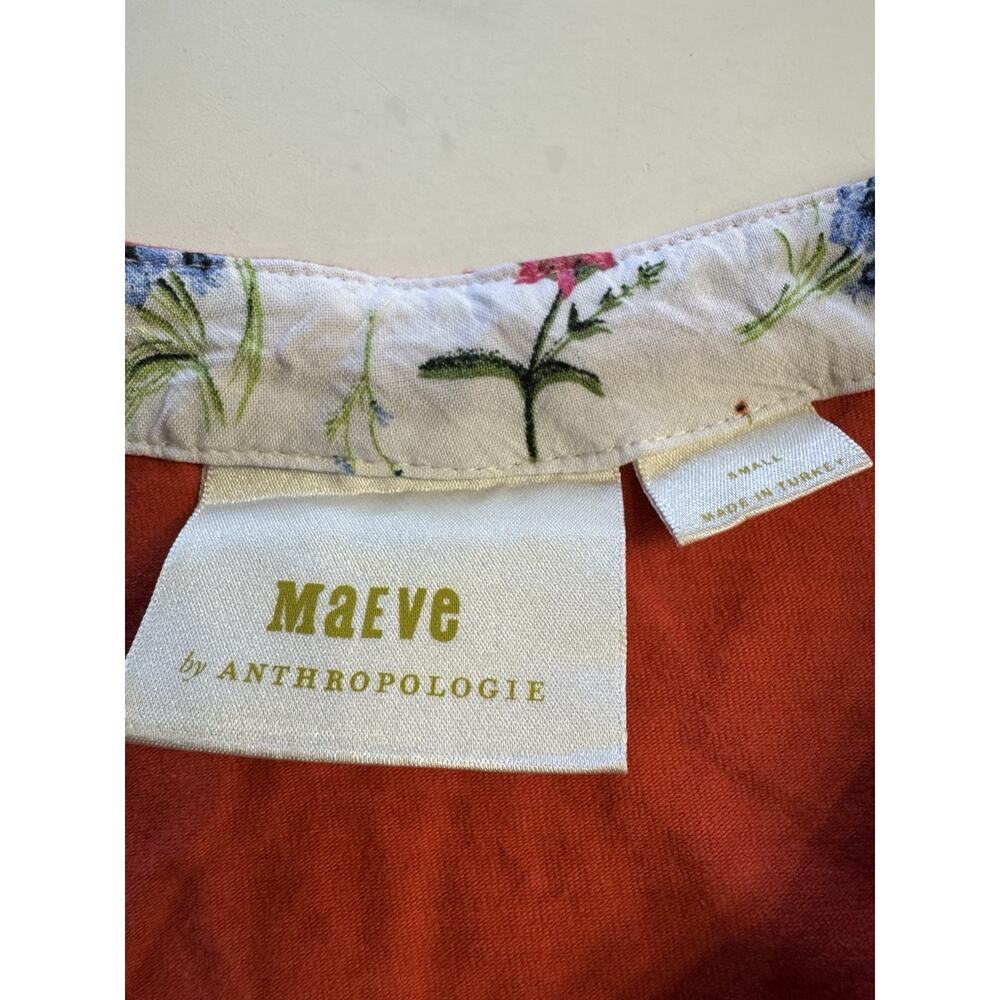 Anthropologie Maeve Womens Red White Striped Button Details Shirt Blouse Sz S - Picture 4 of 8